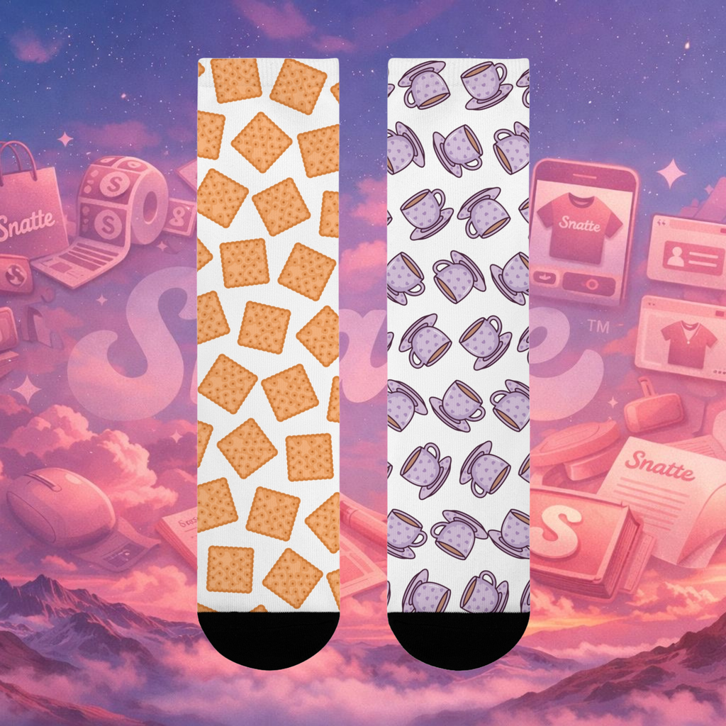 Odd Socks, Same Vibe - Tea and Biscuits Crew Socks
