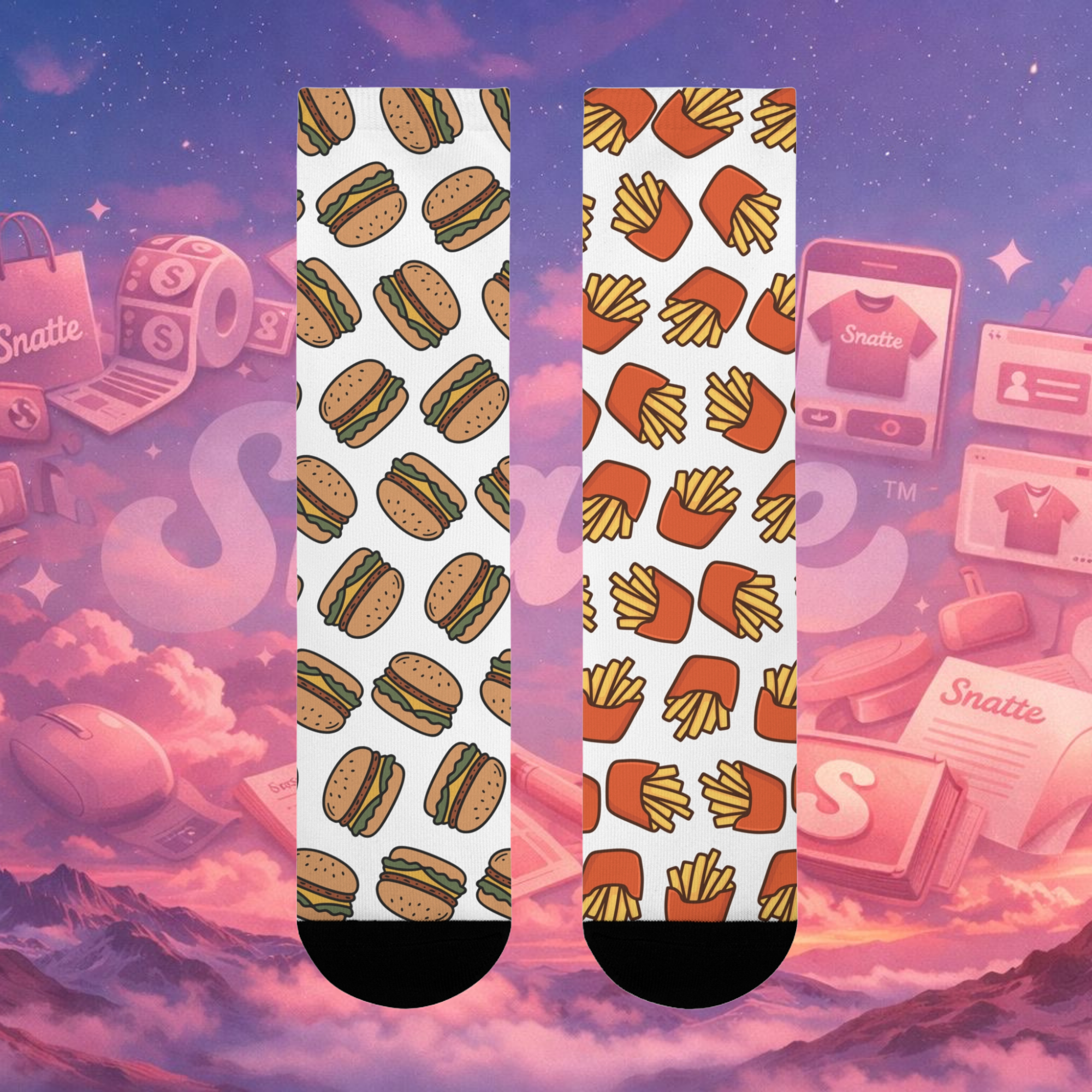 Odd Socks, Same Vibe - Burger & Fries Crew Socks