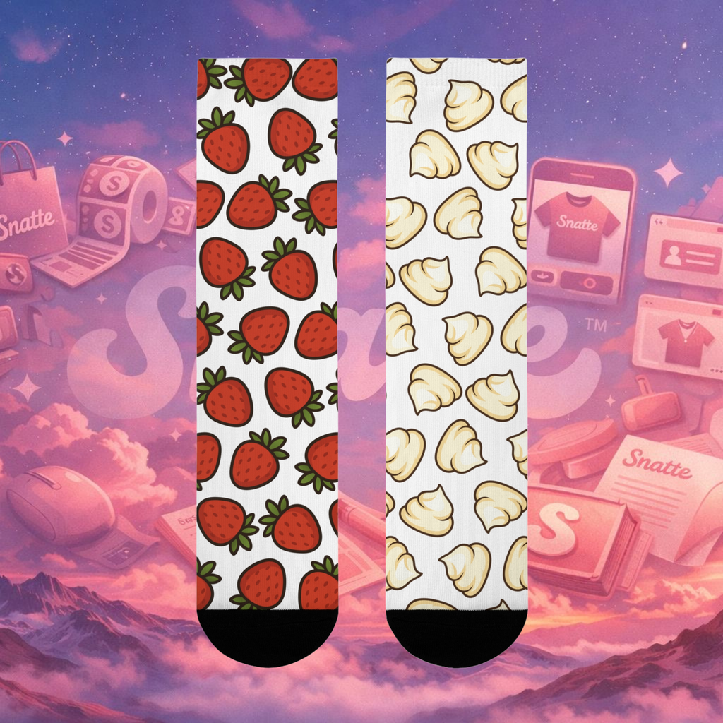 Odd Socks, Same Vibe - Strawberry & Cream Crew Socks
