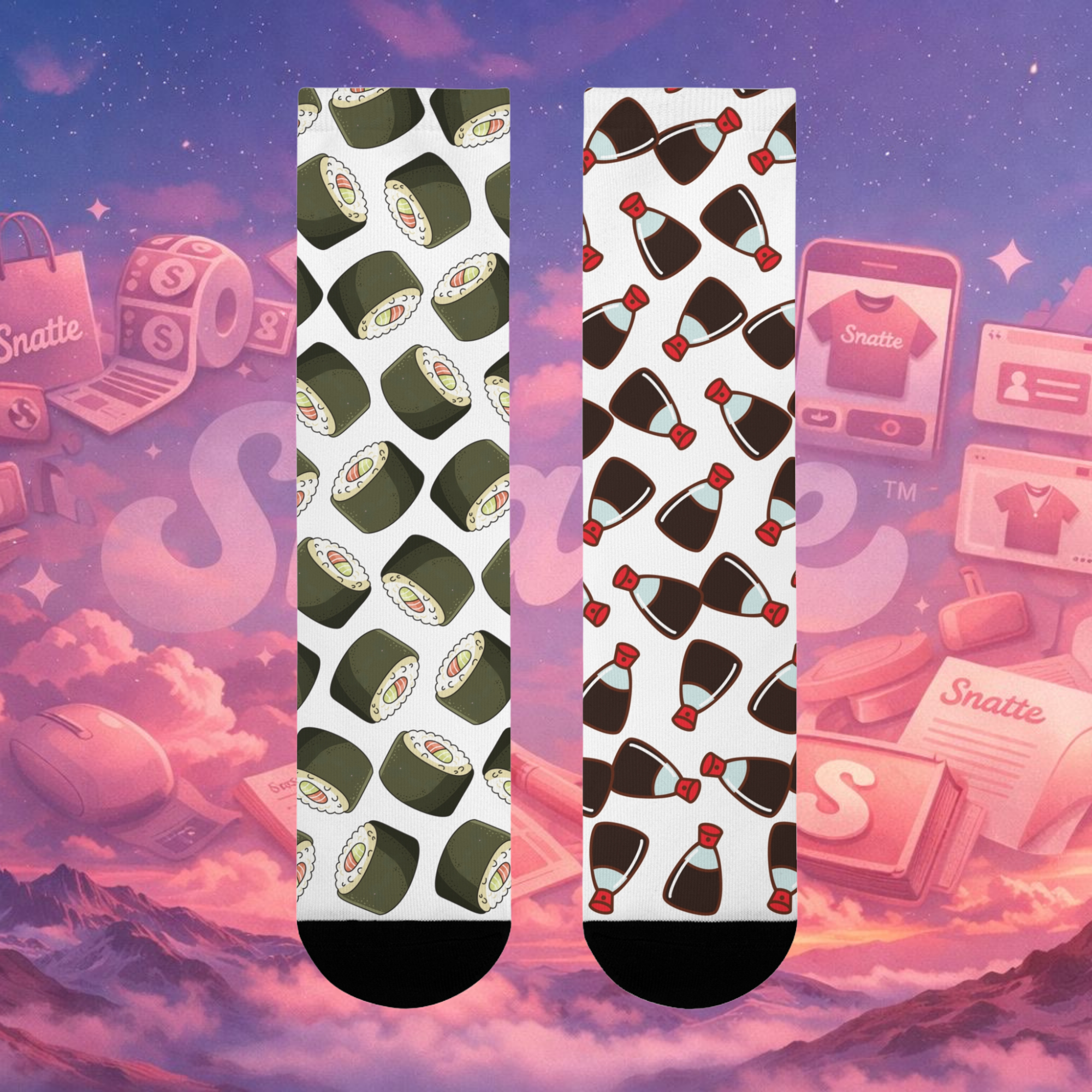 Odd Socks, Same Vibe - Sushi & Soy Sauce Crew Socks