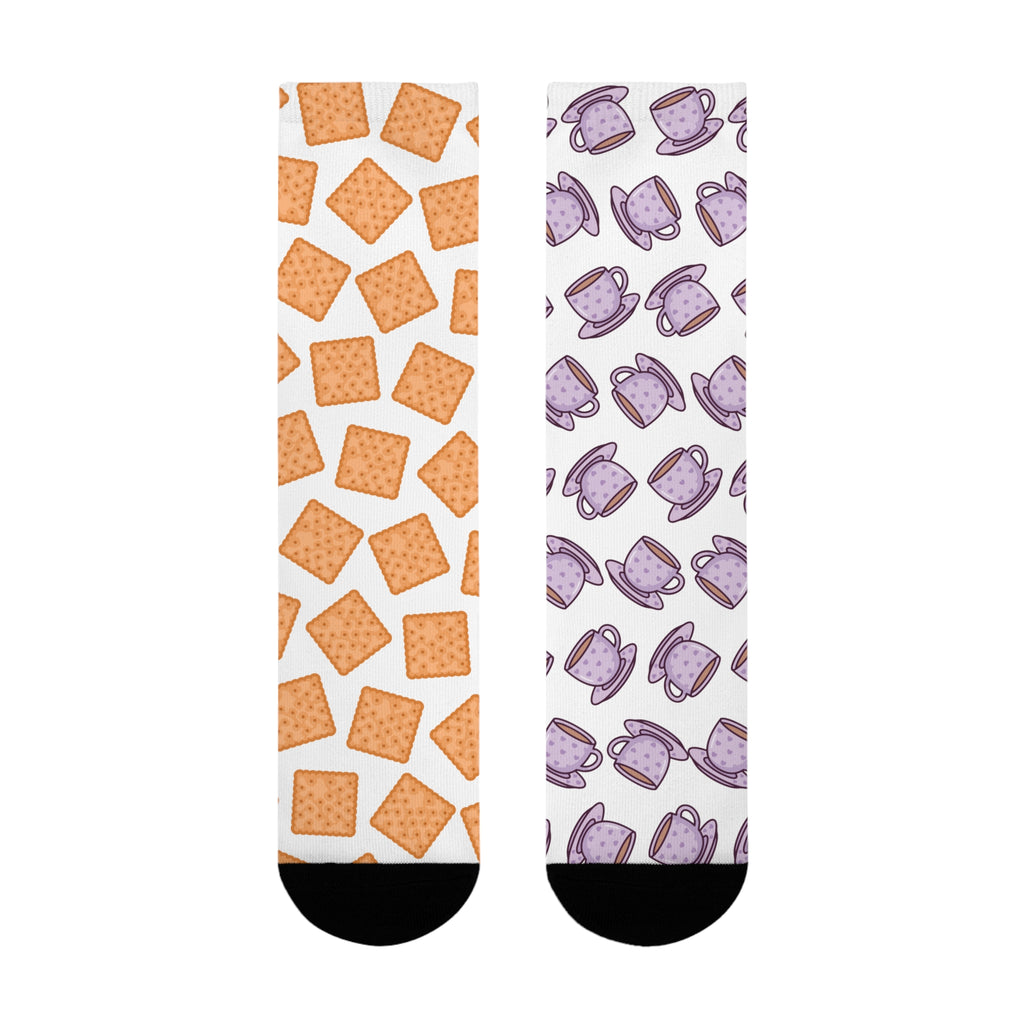 Odd Socks, Same Vibe - Tea and Biscuits Crew Socks