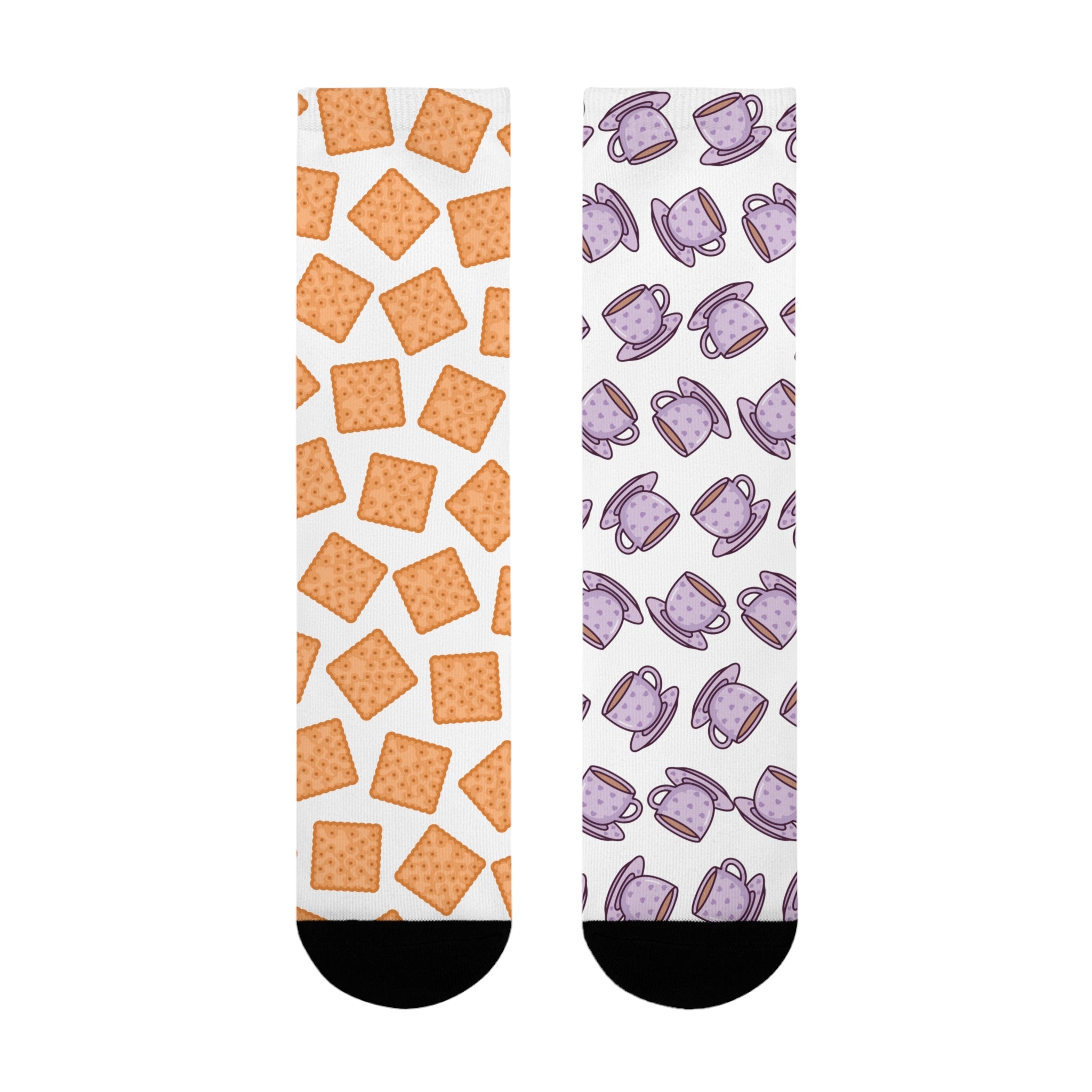Odd Socks, Same Vibe - Tea and Biscuits Crew Socks
