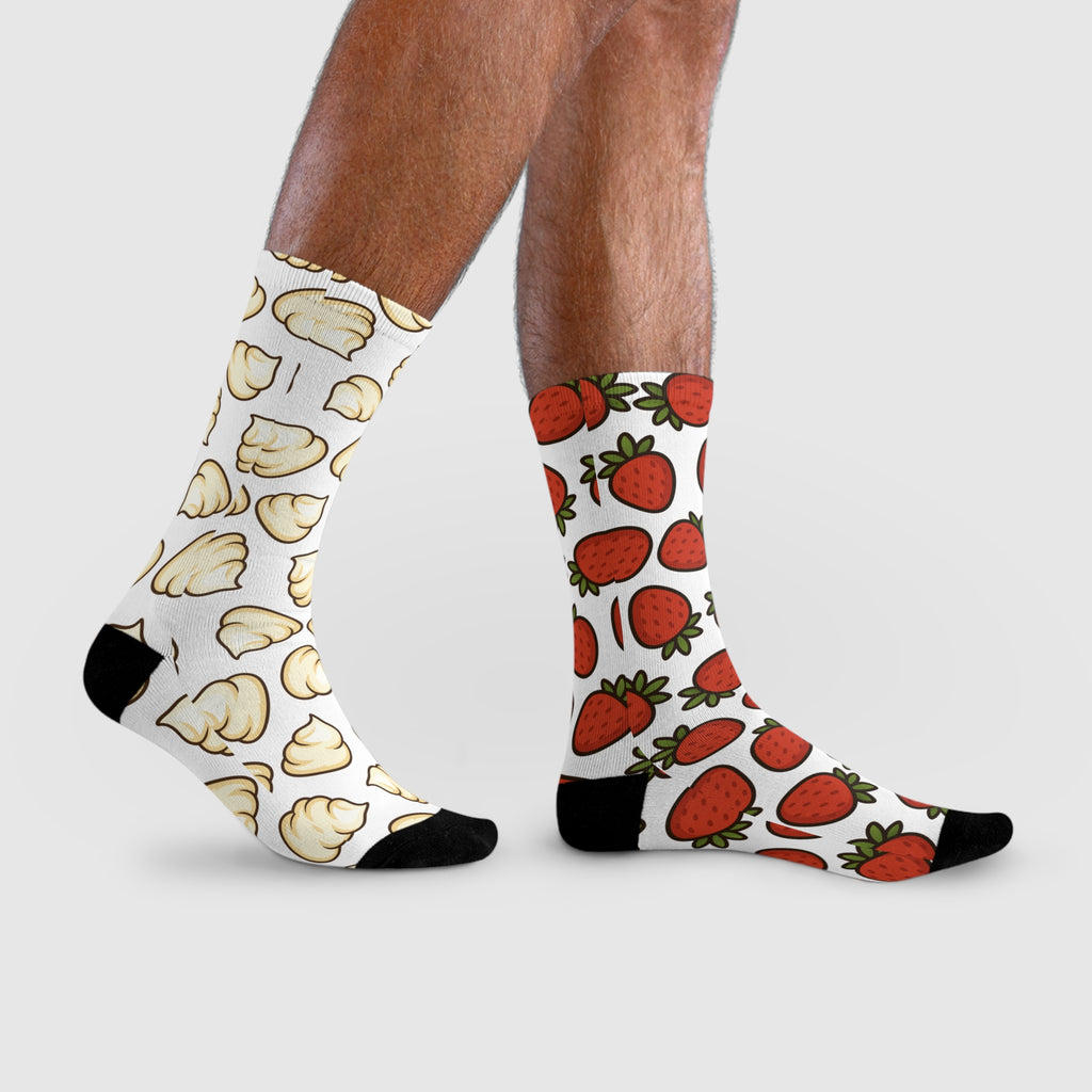 Odd Socks, Same Vibe - Strawberry & Cream Crew Socks