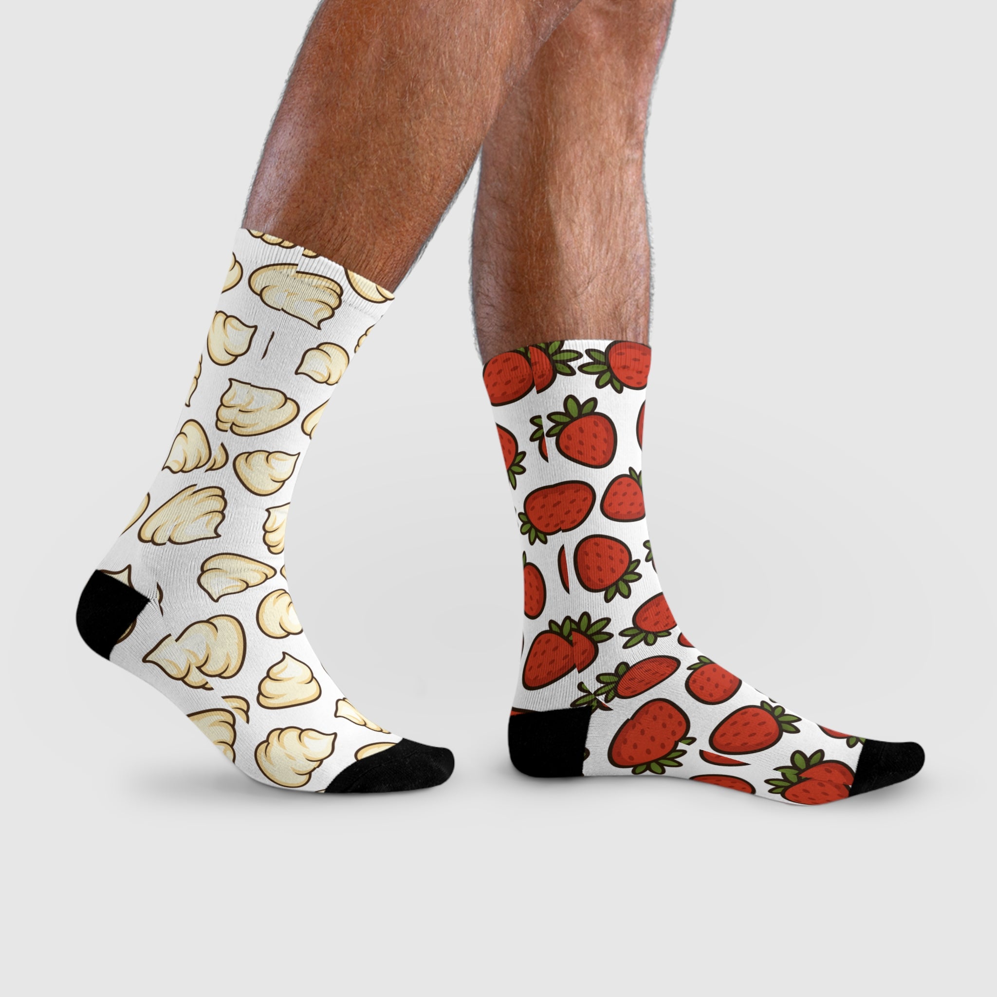 Odd Socks, Same Vibe - Strawberry & Cream Crew Socks